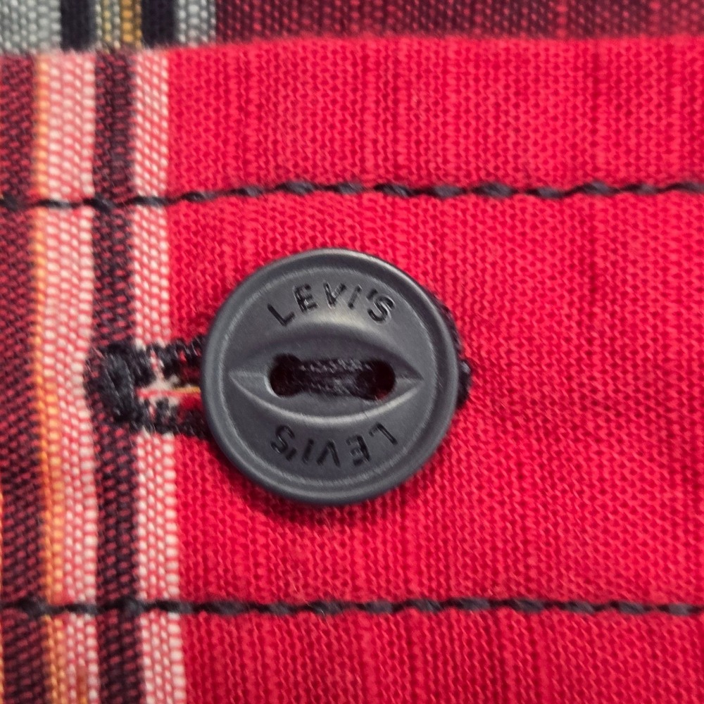Levis Button Down Shirt Mens XXL Red Black Plaid 3LDLW1551 Excellent Long Sleeve - Picture 6 of 16
